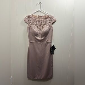 La Femme Lace Appliqué Wedding Dress in Blush